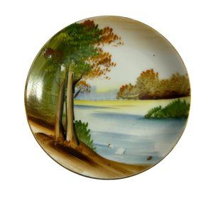 Vintage Ucagco Miniature 4" Plate Hanging Trinket Dish Hand Painted China Japan